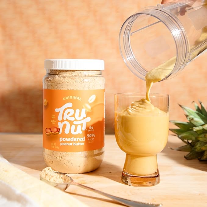 Tru-Nut Peanut Butter Powder - Original &amp Chocolate Flavor 16oz Jars - Vegan Protein Powder - Gluten Free - Low Net Carbs - Non-GMO - Low Calorie Peanut Butter