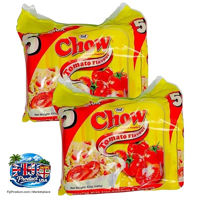 Chow - Instant 2 Minute Noodles - Tomato Flavor with Seasonings (2 x 5 Packs / 80g) To boost the goodness in your bowl Delicious Meal in Just 2 Minutes