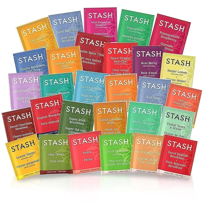 Tea Bags Sampler Assortment Box Perfect Variety - English Breakfast Green Black Herbal Chai Tea and more 60 Count
