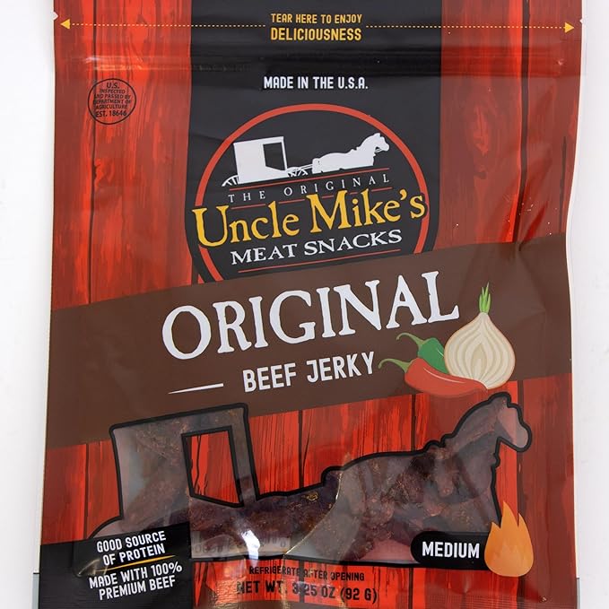 Uncle Mike's Beef Jerky Snacks - Gluten Free 2 Bags Tasty Original Flavor