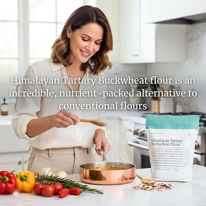 BIG BOLD HEALTH Organic Himalayan Tartary Buckwheat Flour - Gluten Free | Rich in Polyphenols &amp Antioxidants | 100% USDA Organic Grain-Free Flour | Non-GMO | USA Grown (2lb)