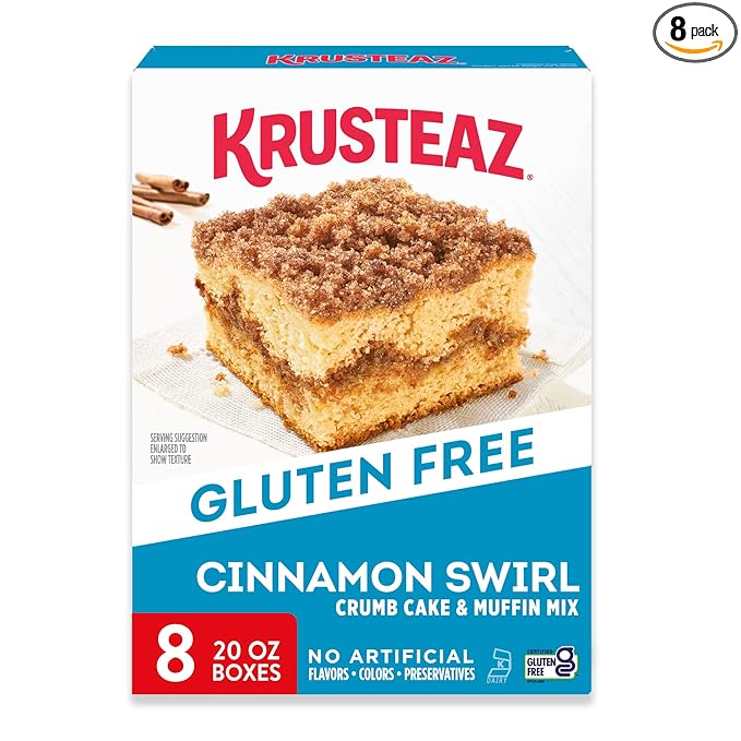 Krusteaz Gluten Free Cinnamon Swirl Crumb Cake &amp Muffin Mix 20 oz Boxes (Pack of 8)