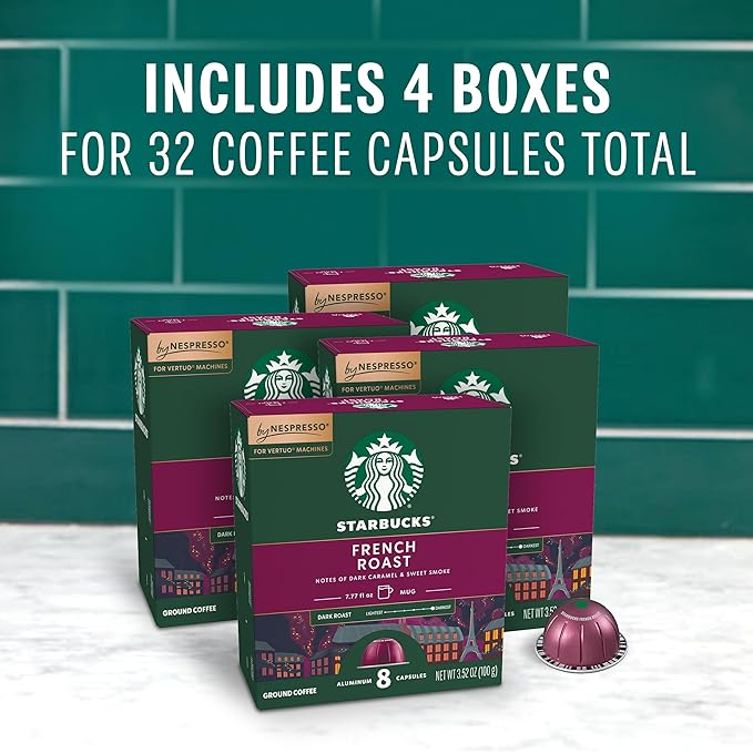 Starbucks by Nespresso Vertuo French Roast Dark Roast Coffee 32-count Coffee Pods Brews 7.8 oz.