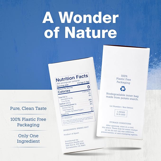 Vera Salt Fine Spring Salt – 300g Pack – Hand‑Harvested White Crystals from Spain – Fine Texture with Natural Minerals - Plastic-Free Packaging - Microplastic-Free Salt