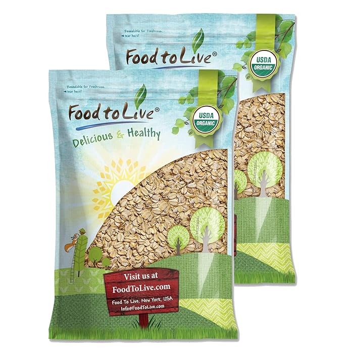 Food to Live Organic Spelt Flakes 14 Pounds - Rolled Spelt Made from Whole Grain Non-GMO Berries Uncooked Raw Whole Foods Vegan Kosher Bulk Great for Breakfast Cereal and Granola.