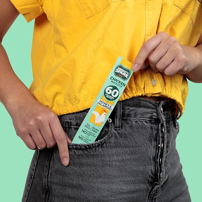 Mighty Spark Chicken Snack Sticks - Honey and Jalapeno - 6g of Protein No Antibiotics Ever No Hormones Added Gluten Free Soy Free Meat Sticks - High Protein Keto Snacks Weight Watchers Approved S