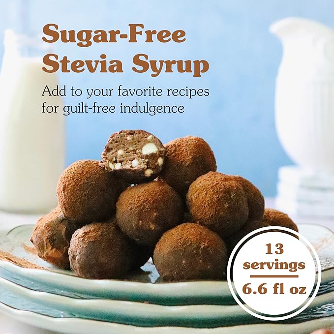 NuNaturals Stevia Syrup Sugar-Free Sweetener Plant-Based Sugar Substitute Zero Calorie Sugar-Free Syrup Maple 6.6oz (3-Pack)