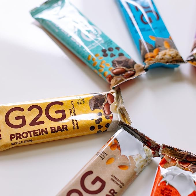 G2G Protein Bar 8 Flavor Variety Pack High Protein Gluten-Free Healthy Snack Delicious Meal Replacement Clean Ingredients Refrigerated for Freshness (Pack of 8)