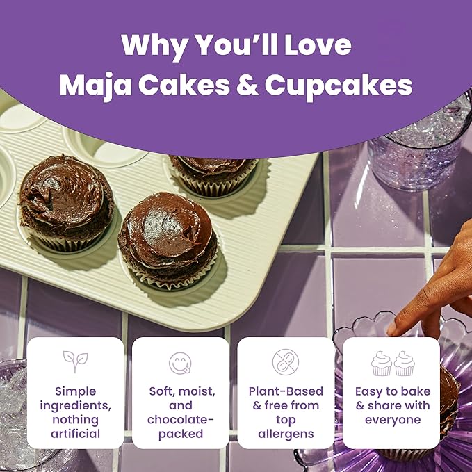 Maja Plant-Based Chocolate Cake &amp Cupcake Mix Pack of 3 | Vegan Dairy-Free &amp Egg-Free | Moist Chocolate Cake Mix for Baking or Cupcakes | Clean Ingredients No Artificial Flavors