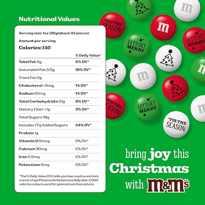 M&ampM’S WORLD Christmas Party Favors (30 Pack) Printed M&ampM’S With Festive Icons Christmas Candy for Party Treats Holiday Snacks Party Decor