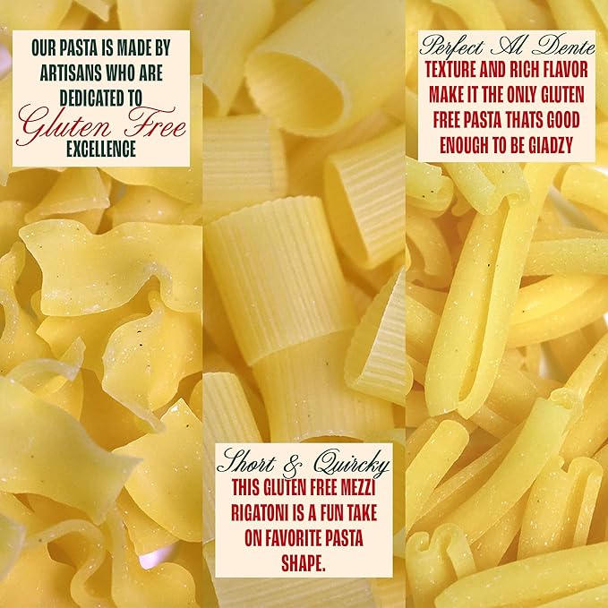 Giadzy by Giada De Laurentiis 3 Pack Gluten Free Variety Pasta - includes Caserecce Taccole &amp Mezzi Rigatoni- Made in Italy Artisanal Clean Ingredients - Non GMO