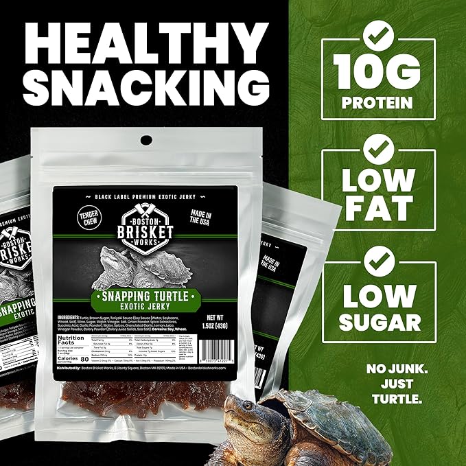 Snapping Turtle Jerky Challenge - Cajun Style Exotic Meat - Handmade Small Batch Valentine’s Gift for Him - Swamp Dare Snack