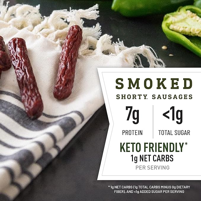 Duke's Pork Hatch Green Chile Smoked Shorty Sausages 7g Protein Per Serving Easter Basket Stuffer for Men 2.5 oz. Snack Bags (Pack of 7)