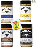 Seasoning Set by KINDERs Pantry Essentials 4 Pack 10.5 oz The Blend 9.5 oz Buttery Steakhouse 9.5 oz Woodfired Garlic 9.4 oz Cowboy Butter With Bonus Slap Ya Mama Original Blend Gift Packet Glut