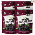 Berrilys Organic Sun-Dried Black Mulberries 4 Pack Bundle [4x10 oz] Raw Gluten Free Mulberry No Preservatives No Additives No Colorings