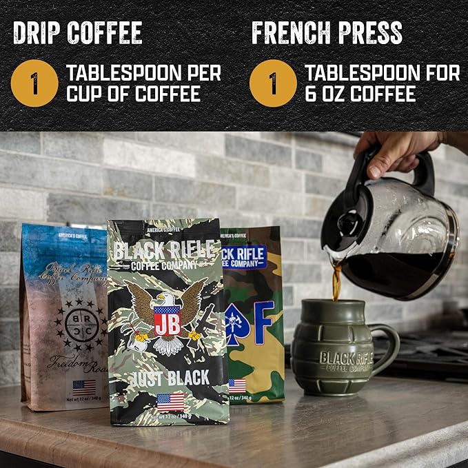Black Rifle Coffee Company CAF 5 lb Bag Ground Coffee Medium Roast - Roasted Blend Made from Arabica Beans - Colombian &amp Brazilian Beans - Veteran Founded &amp American Made