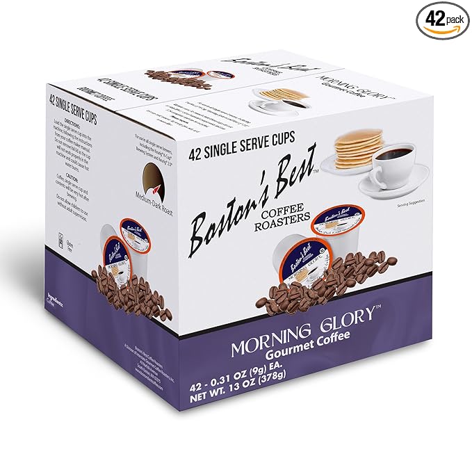 Boston’s Best Gourmet Coffee – Morning Glory Blend – Medium Dark Roast – Single Serve Coffee Pods Compatible with Keurig Brewers – 42 Pods