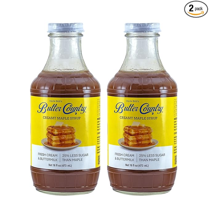 Butter Country Rich and Creamy Buttermilk Syrup | Creamy Maple Flavor | Premium Syrup for Breakfast &amp Desserts | 16 fl oz/2 Pack