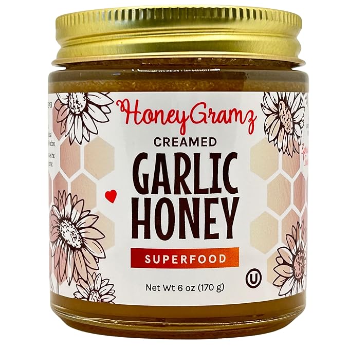 HoneyGramz Raw Unfiltered Superfood Creamed Honey - Organic Matcha Turmeric Ginger Cinnamon Chocolate and Garlic. Small Batch Handcrafted and Unprocessed - Rich in Nutrients and Beneficial Enzym