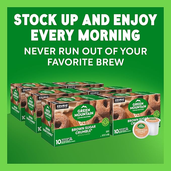 Green Mountain Coffee Roasters Brown Sugar Crumble Keurig Single-Serve K-Cup pods Medium Roast Coffee 60 Count (6 Packs of 10)