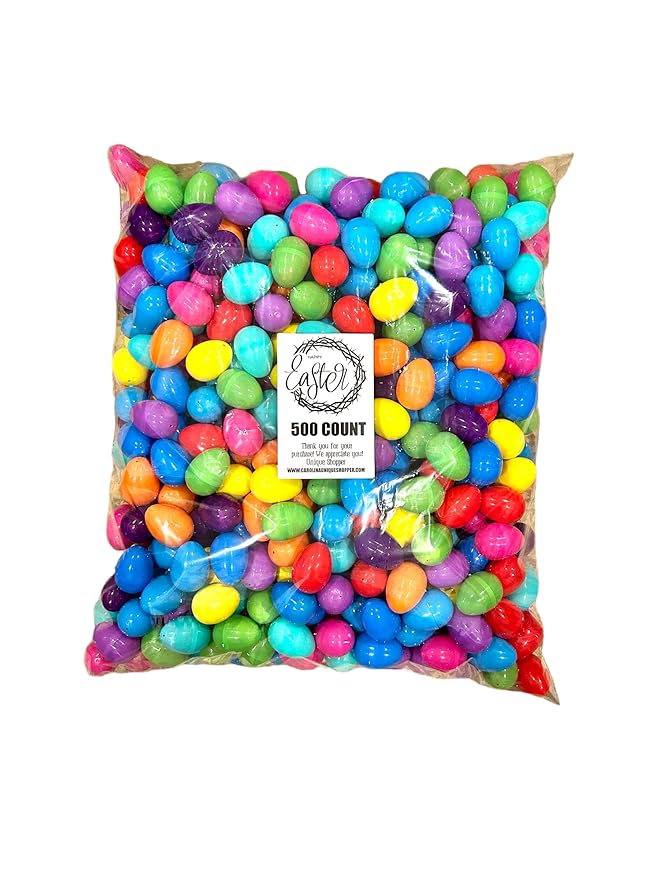 Candy Filled Plastic Easter Eggs Multicolor Hinged Eggs with Premium Chocolate Candy Easter Egg Hunt Party Supplies (500 ct)