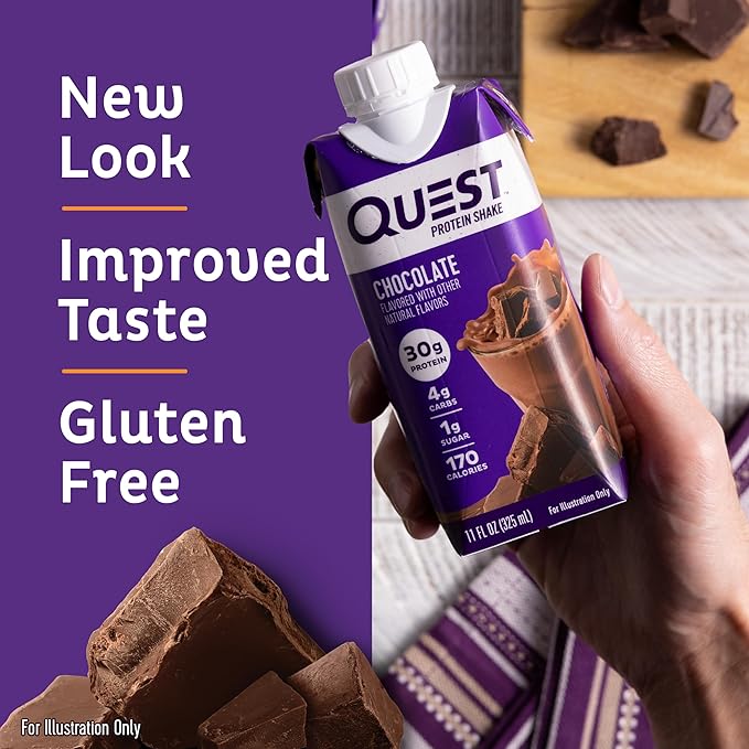 Quest Nutrition Ready To Drink Chocolate Protein Shake High Protein Low Carb Gluten Free &amp Tortilla Style Protein Chips Low Carb Nacho Cheese 1.1 Ounce (Pack of 12)