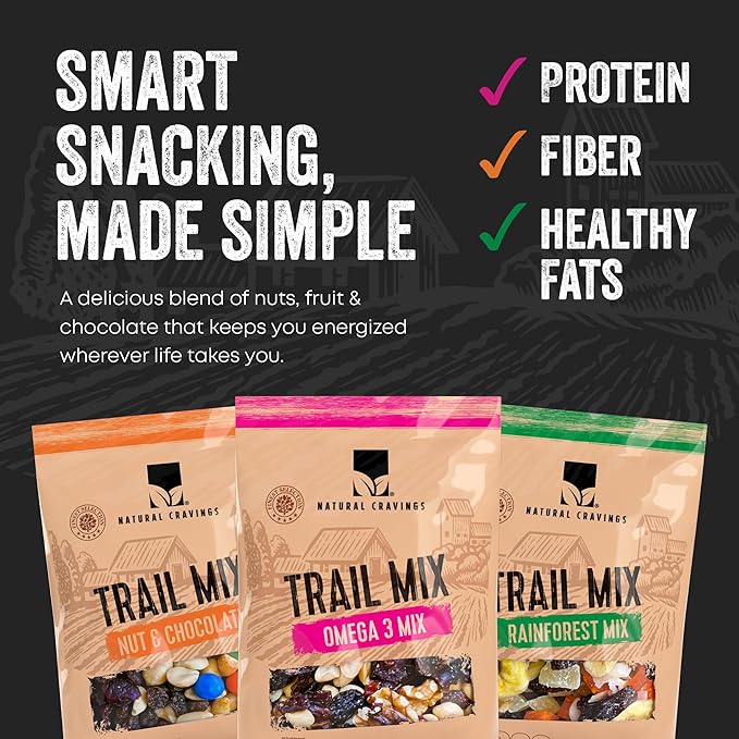 Trail Mix Snack Packs Variety - 4 Bags - Dried Fruit Mix &amp Nuts Mix with Chocolate Chips Peanuts Cranberries Raisins Walnuts Tropical Fruits - Trail Mix Individual Packs 3.5 oz
