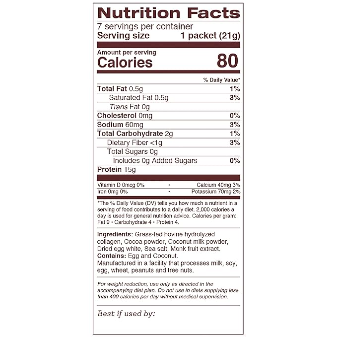 Dr. Kellyann Keto Cocoa Hot Chocolate Packets (7 Servings) – Grass-Fed Collagen &amp Coconut Milk Sugar-Free Keto-Friendly 1 Pack