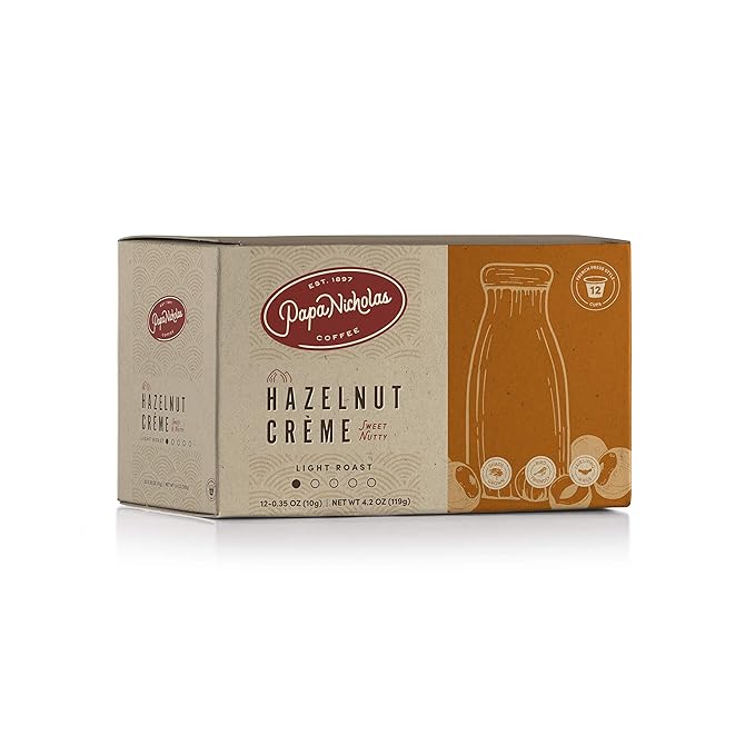 Papanicholas Coffee Single Serve Cups Fits Keurig K Cup Brewers Hazelnut Creme 60 Pods