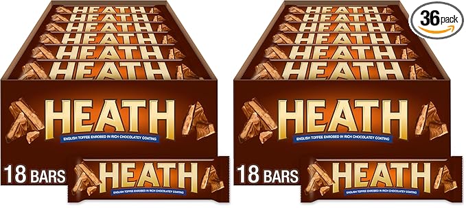 HEATH Chocolatey English Toffee Candy Bars 1.4 oz (18 Count) (Pack of 2)