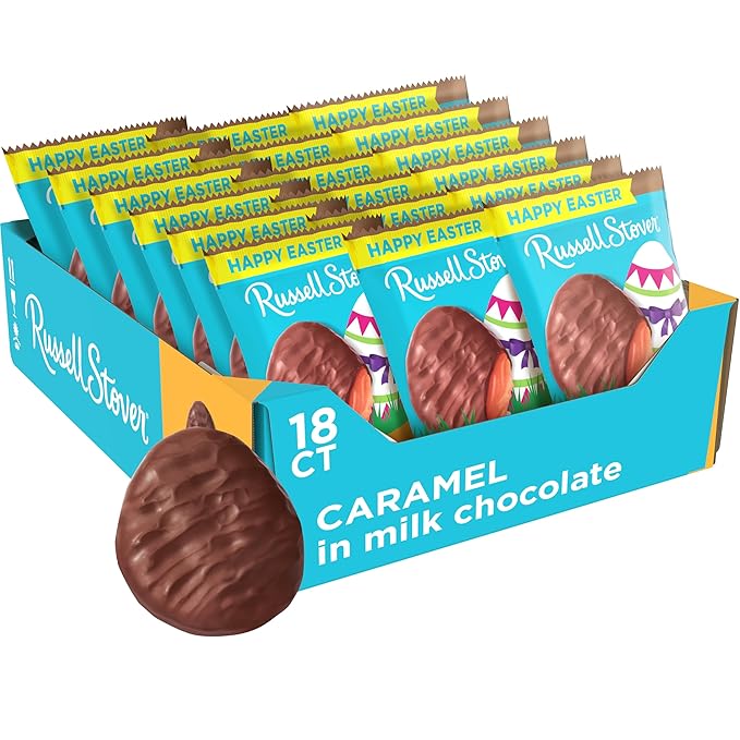 Russell Stover Easter Caramel Milk Chocolate Easter Egg 1.3 oz each (Pack of 18)