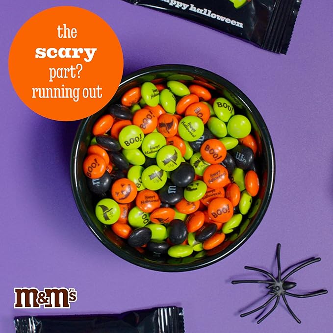 M&ampM’S Pre-Printed Halloween Candy - 2lbs of Bulk Candy in Resealable Pack for Halloween Party Trick or Treat Favor Halloween Dessert Decorations Tasty Snacks for DIY Party