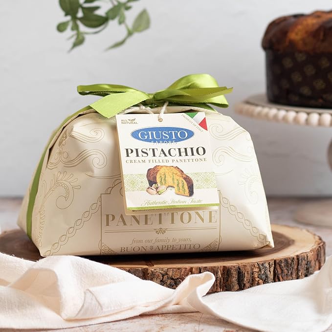 Giusto Sapore Authentic Italian Panettone Filled with Pistachio Cream - New and Imported from Italy Family Owned - 28.21 oz