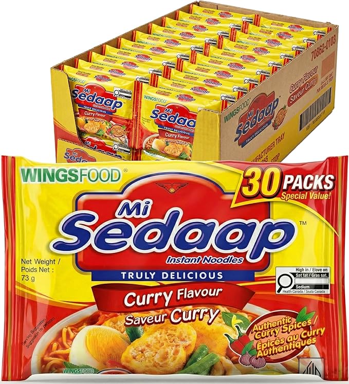 Mi Sedaap Curry Flavor Instant Noodles Pack of 30 – Indonesian curry ramen cups stir fry cup noodles