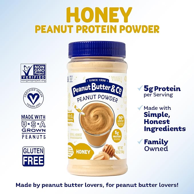 Peanut Butter &amp Co. Powdered Peanut Protein Gluten Free Honey 6.5 Ounce Jars 6 Count