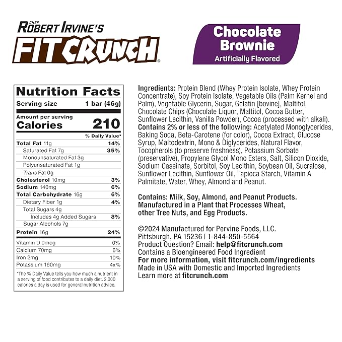 FITCRUNCH Snack Size Protein Bars 6-Layer Baked Bar 4g of Sugar Gluten Free &amp Soft Cake Core (9 Bars Chocolate Brownie)
