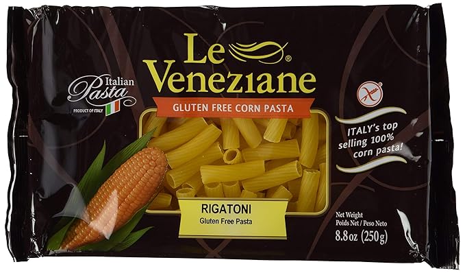Le Veneziane - Italian Rigatoni Pasta [Gluten-Free] (4)- 8.8 oz. Pkgs - PACK OF 4
