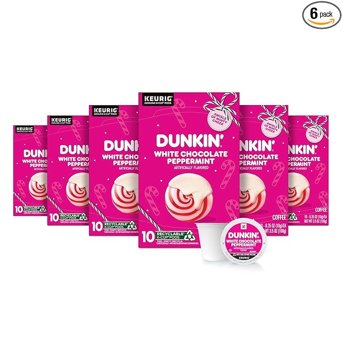 Dunkin’ White Chocolate Peppermint Artificially Flavored Coffee K-Cup Pods 60 Ct.