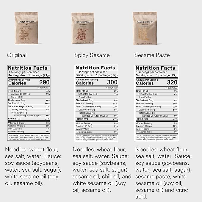 Public Goods Ramen Noodles | Brothless Vegan &amp Vegetarian Instant Ramen | Healthy High Protein Asian Noodle | Preservative Free | No Added MSG | Original Sesame Paste &amp Spicy Sesame Oil (30