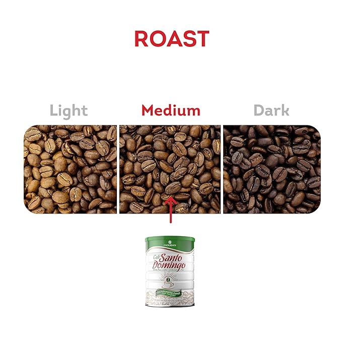 Café Santo Domingo Decaf 10 oz Can Ground Coffee Medium Roast - Product from the Dominican Republic (Pack of 4)