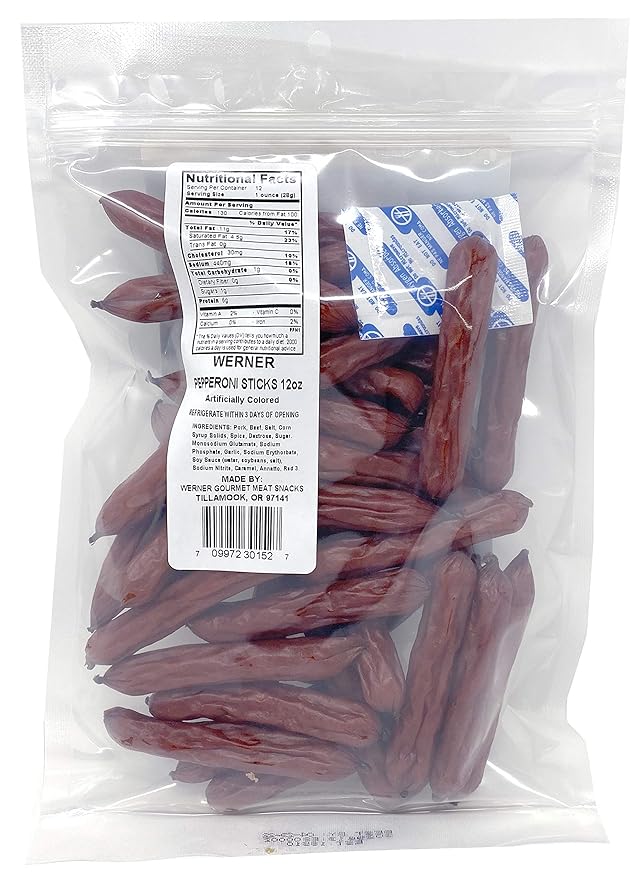 Werner Mini Sausage Sticks Pepperoni Sticks Teriyaki Meat Sticks Variety Pack of 3 – 12 Ounce Resealable Bag