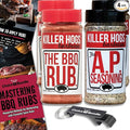 Killer Hogs AP All Purpose Seasoning &amp The BBQ Rub Premium Variety 4 Pk (50 oz) + Barbecue Masters &amp Bottle Opener (6 Items)!