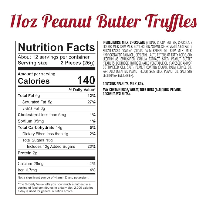 Fannie May Milk Chocolate Candy Peanut Butter Truffles Gift Box 11 oz