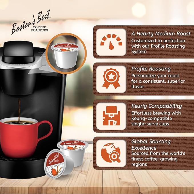 Boston’s Best - Maple Cinnamon Flavored Delicious Gourmet Coffee Compatible with Keurig Coffee Maker 24 Count (Pack of 4)