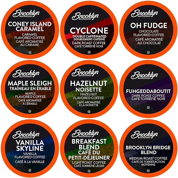 Brooklyn Beans Coffee Pods Assorted Handcrafted Gourmet Variety Pack Coffee Sampler Compatible with 2.0 Keurig K Cup Brewers 40 Count