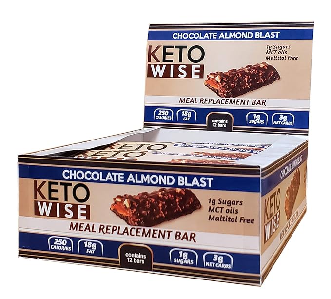 Keto Wise Meal Replacement Bar - Chocolate Almond Blast - Box of 12