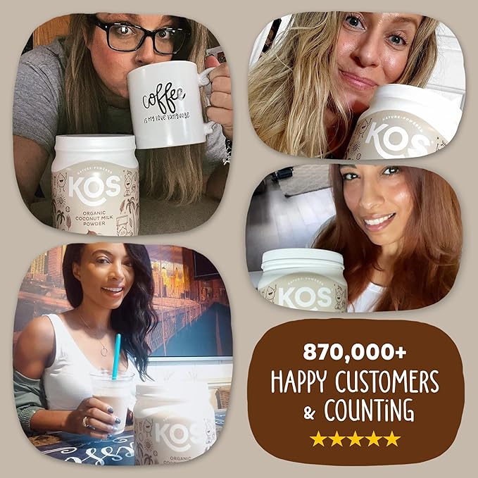 KOS Organic Coconut Milk Powder USDA Certified Organic - 0g Sugar MCT Plant Based Creamer for Coffee Smoothies Vegan Keto Paleo Friendly Non-GMO Gluten or Dairy- 12.6oz 179 Servings