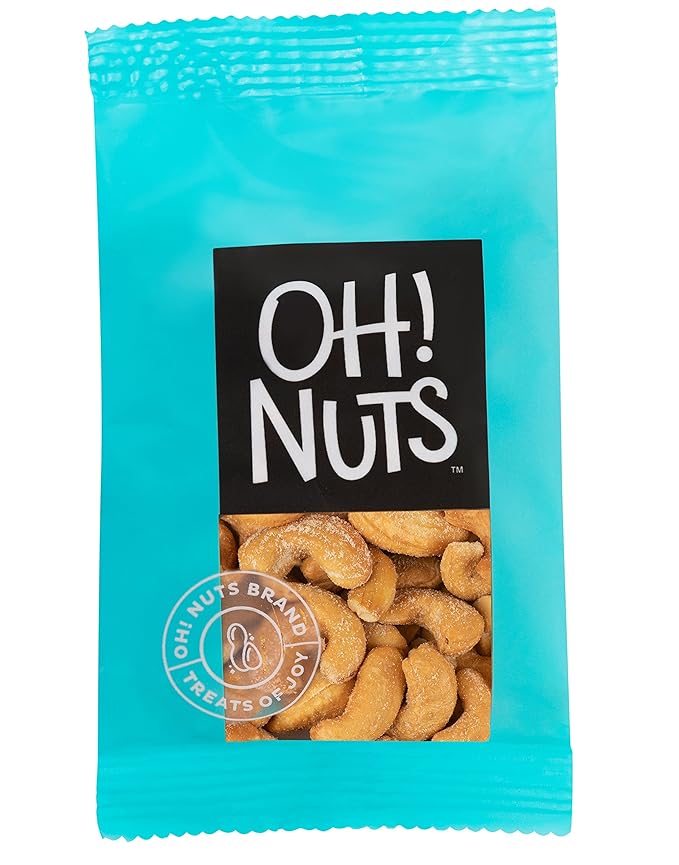 Oh! Nuts Cashews Roasted Salted Individual Nut Snacks for On-the-Go - 12 Convenient Nut Snacks for School - Bulk Nuts Variety - Individual Packs (1.5 oz Each)