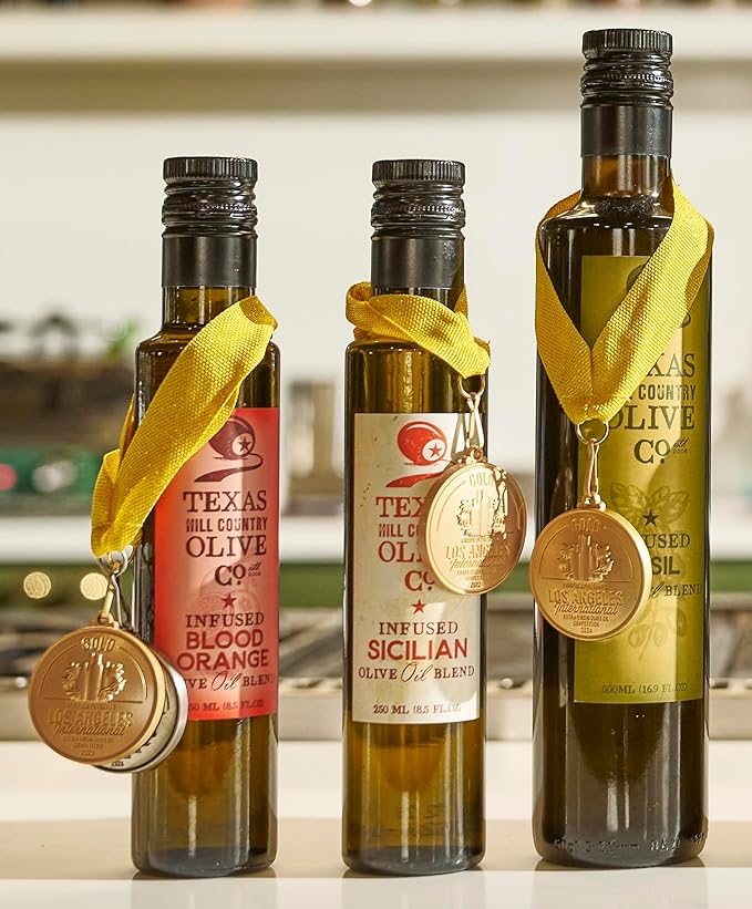 Texas Hill Country Olive Co Sicilian Infused Olive Oil - Cold Pressed Gourmet EVOO Olive Oil - Great for Dressing Dipping Marinade - No Artificial Flavors or Added Sugar - Made in Texas (16.9 Fl Oz)