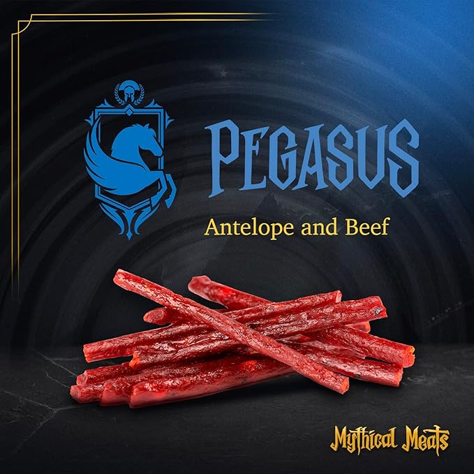 Mythical Meats Original Flavor Pegasus 12-Pack Snack Sticks – Antelope w/Beef – Dried &amp Dehydrated Meats Seasoned to Perfection – High Protein Snacks